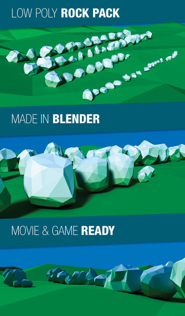 Low Poly Rocks Pack Low-poly 3D model_4