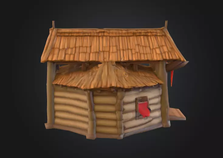 LowPoly Medieval Town Hall Low-poly 3D model_2