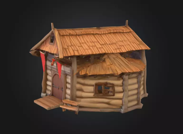 LowPoly Medieval Town Hall Low-poly 3D model_6