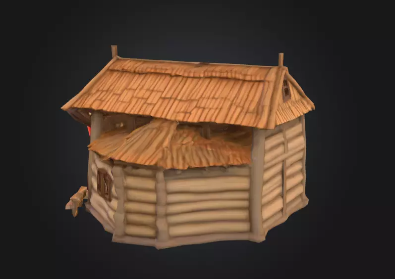 LowPoly Medieval Town Hall Low-poly 3D model_5