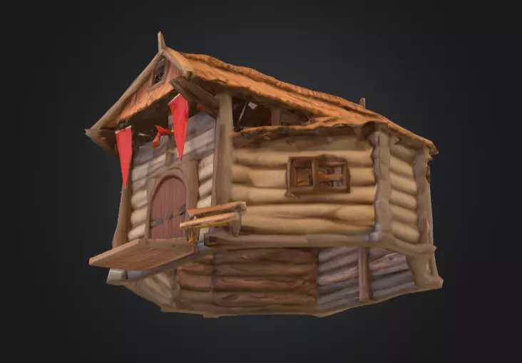 LowPoly Medieval Town Hall Low-poly 3D model_12