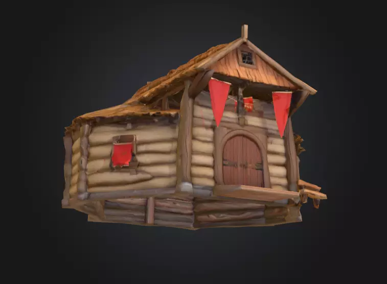LowPoly Medieval Town Hall Low-poly 3D model_11