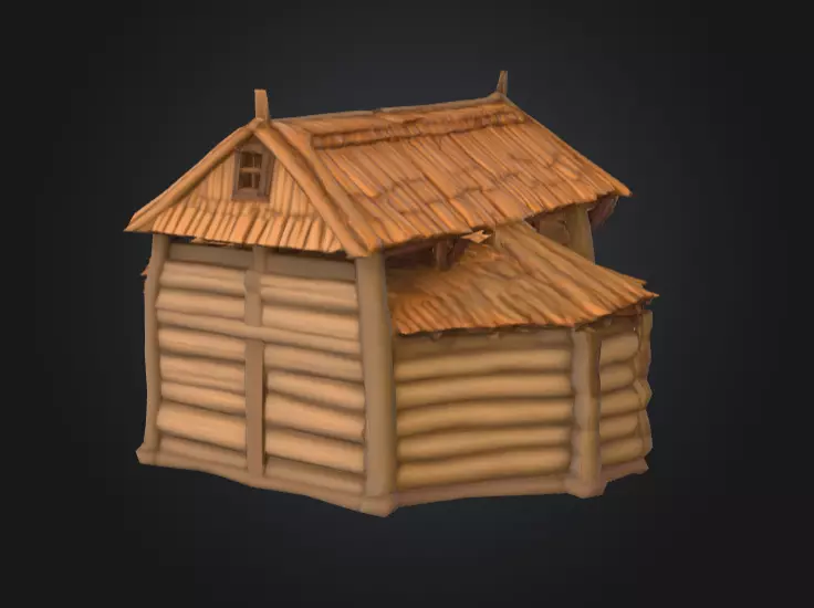 LowPoly Medieval Town Hall Low-poly 3D model_3