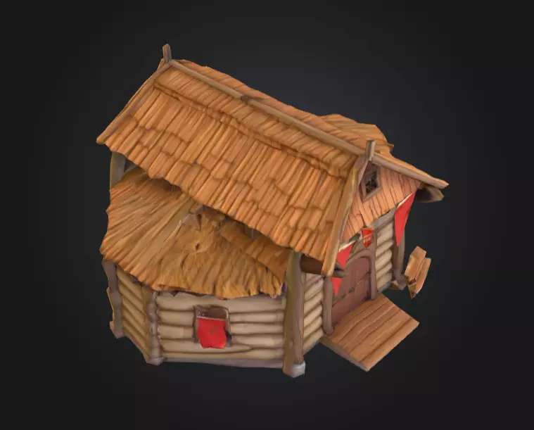 LowPoly Medieval Town Hall Low-poly 3D model_8