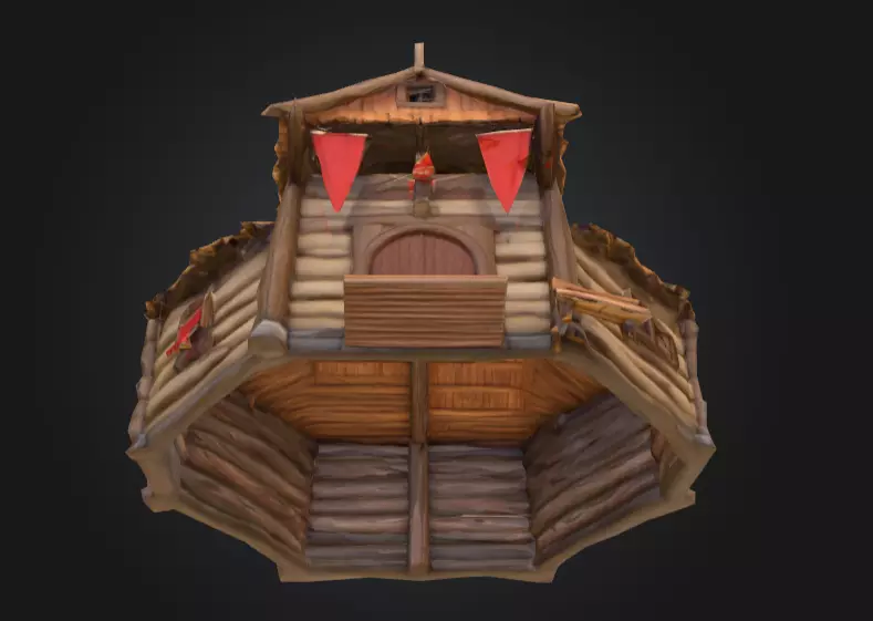 LowPoly Medieval Town Hall Low-poly 3D model_13