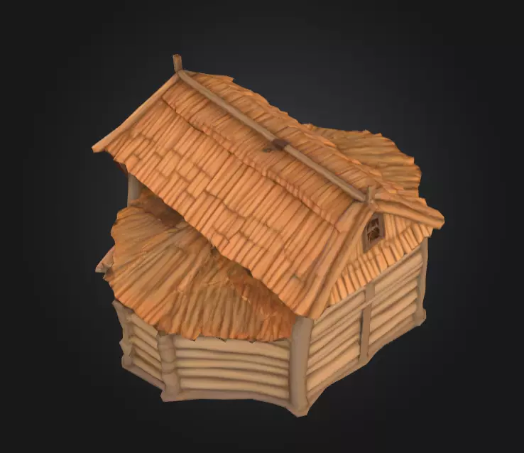 LowPoly Medieval Town Hall Low-poly 3D model_10