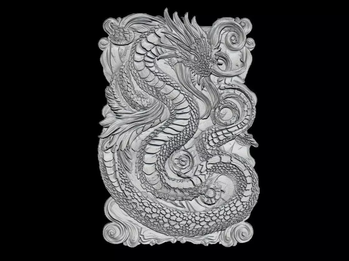 Hydra Dragon Sculpture Mythical Relief Art 3D print model_1