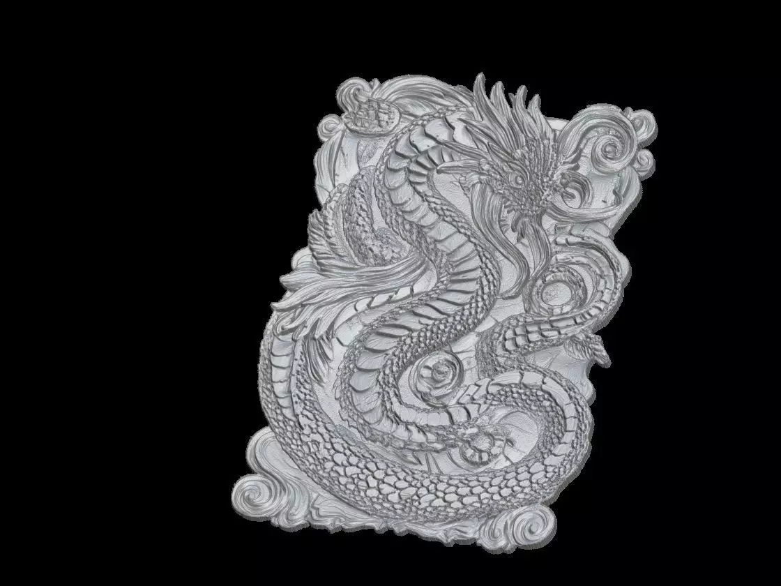 Hydra Dragon Sculpture Mythical Relief Art 3D print model_6