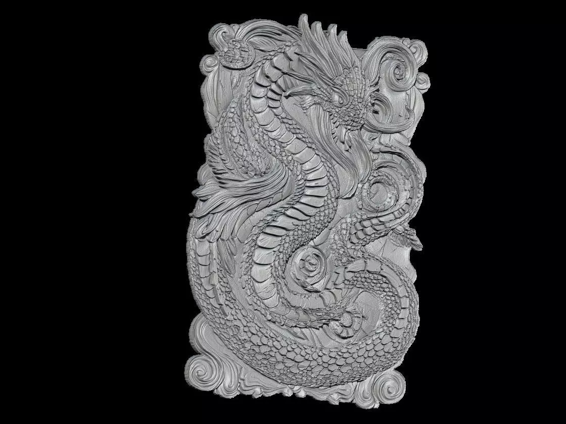 Hydra Dragon Sculpture Mythical Relief Art 3D print model_4