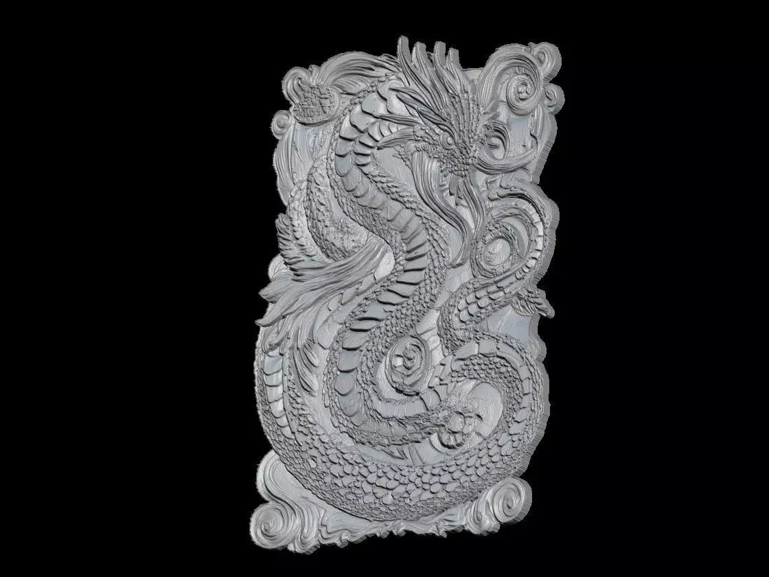 Hydra Dragon Sculpture Mythical Relief Art 3D print model_2