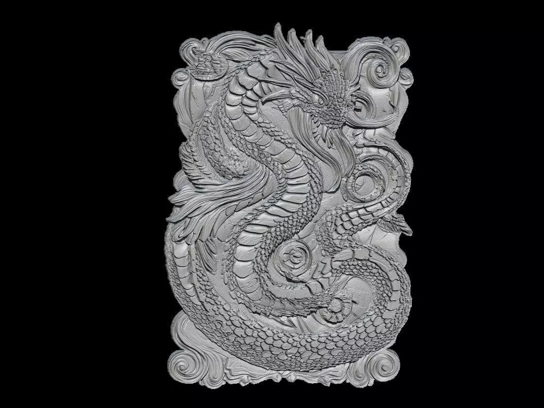 Hydra Dragon Sculpture Mythical Relief Art 3D print model_3