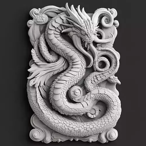 Hydra Dragon Sculpture Mythical Relief Art
