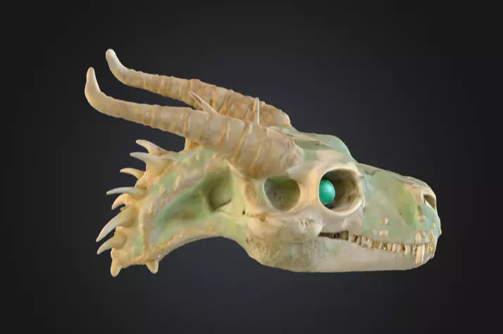 Fossilized Dragon Skull Low-poly 3D model_1