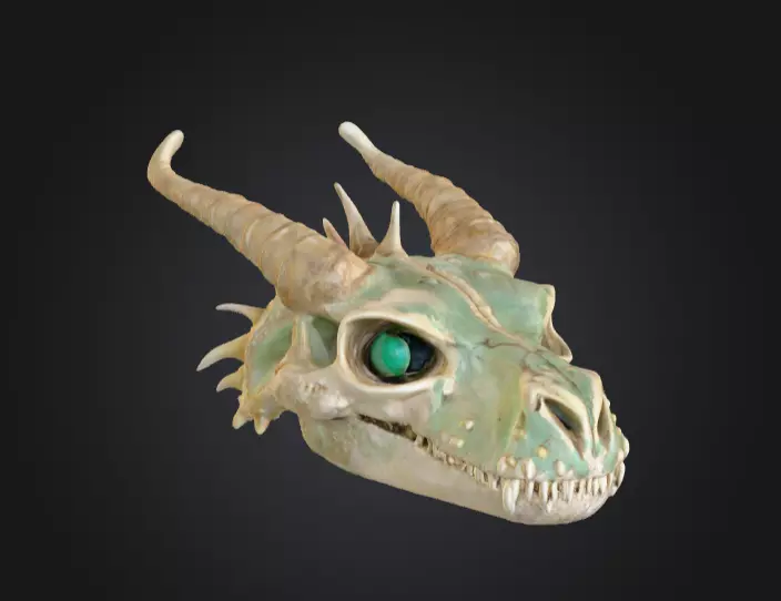Fossilized Dragon Skull Low-poly 3D model_0