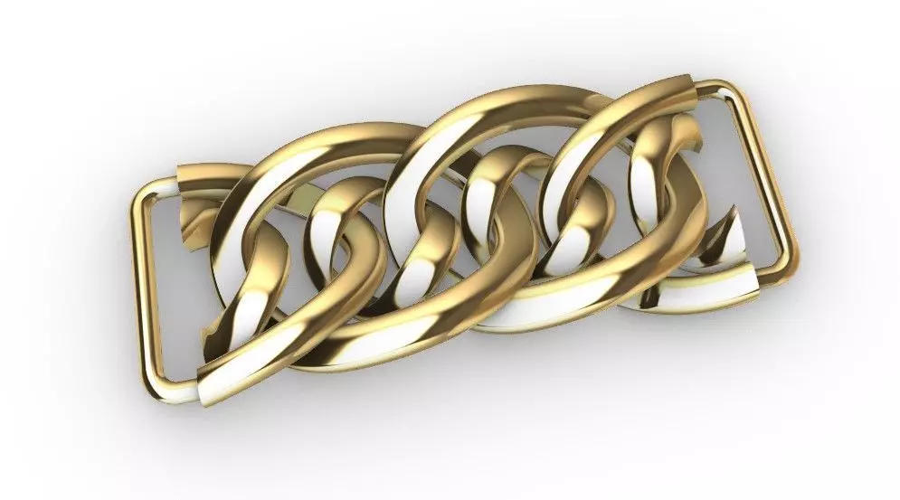 Interlaced Chain Metal Buckle Fashion Accessories 3D Model 3D model_0