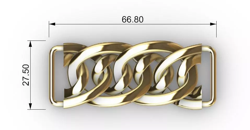 Interlaced Chain Metal Buckle Fashion Accessories 3D Model 3D model_1