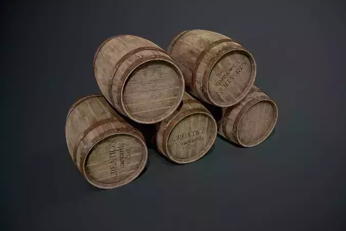 Realistic Wooden Barrel
