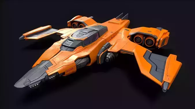 Orange Fighter Spaceship