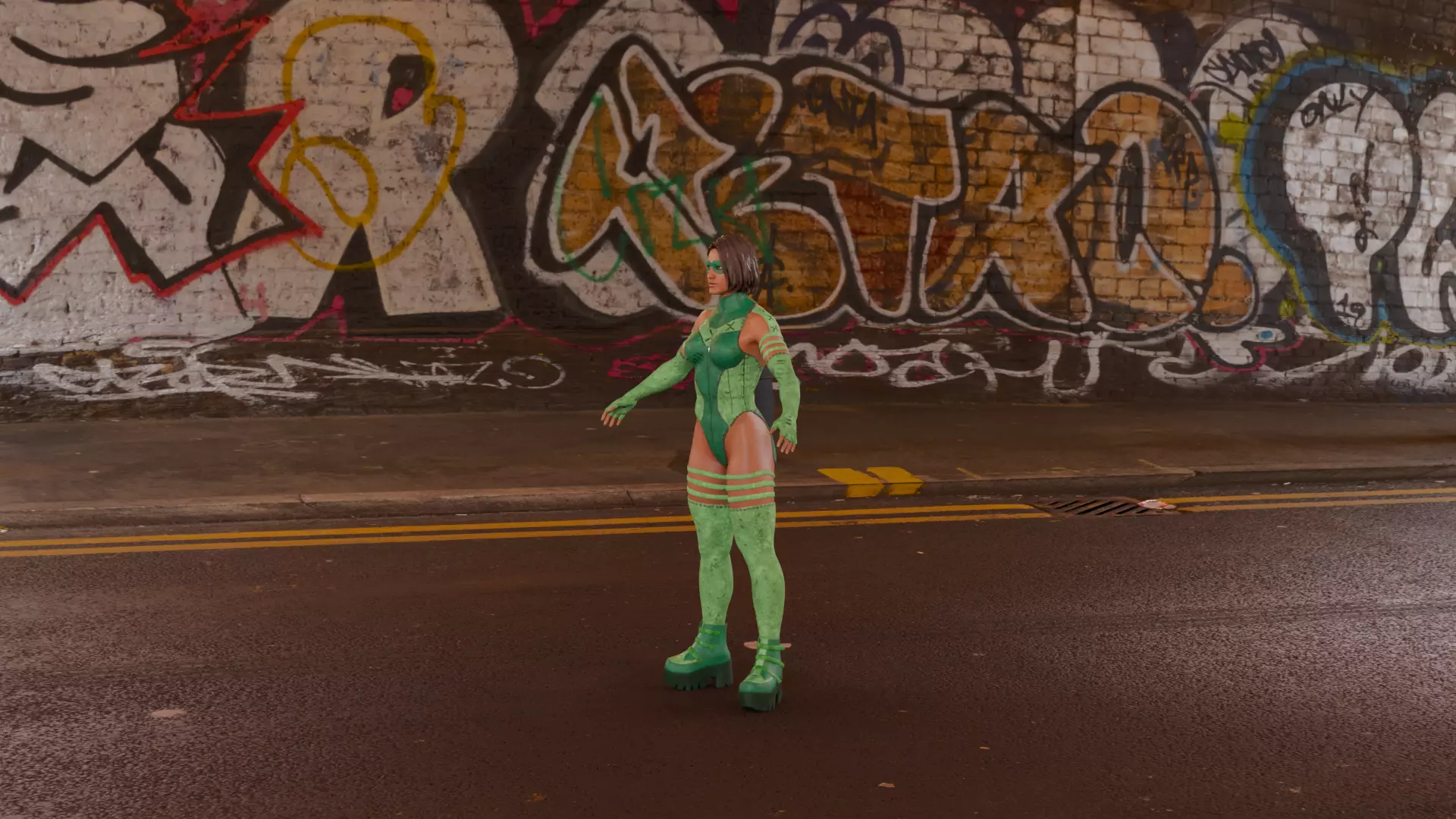 Emerald Vortex  Energy Superheroine 3D Character Low-poly 3D model_8