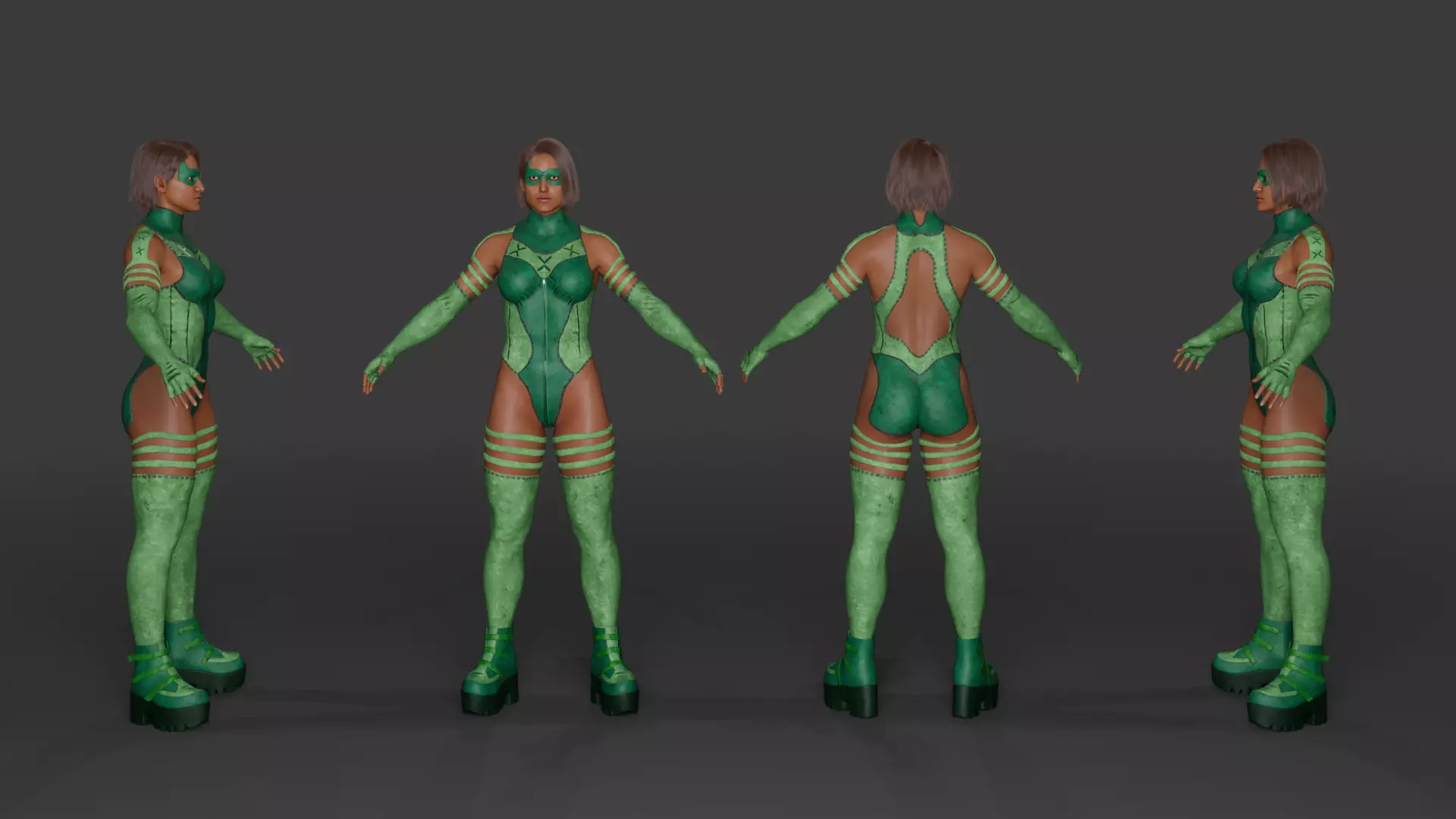 Emerald Vortex  Energy Superheroine 3D Character Low-poly 3D model_7