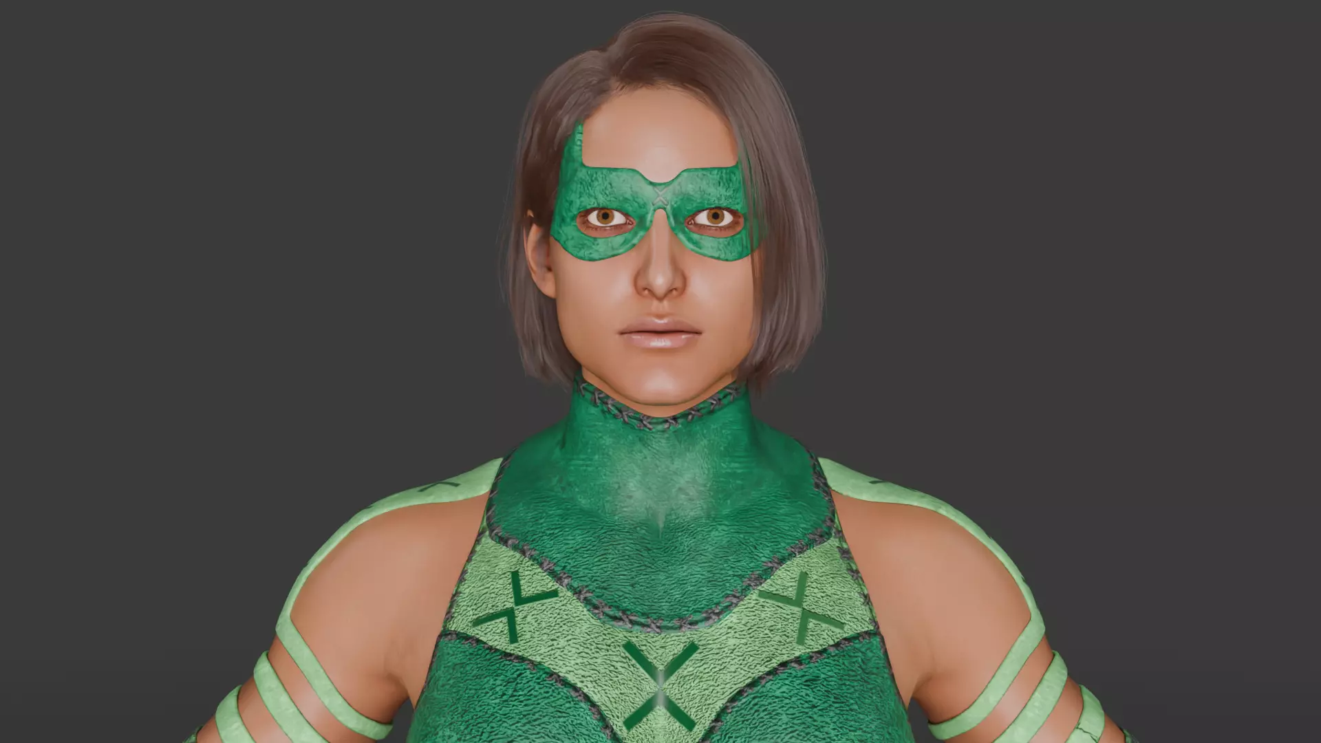 Emerald Vortex  Energy Superheroine 3D Character Low-poly 3D model_1