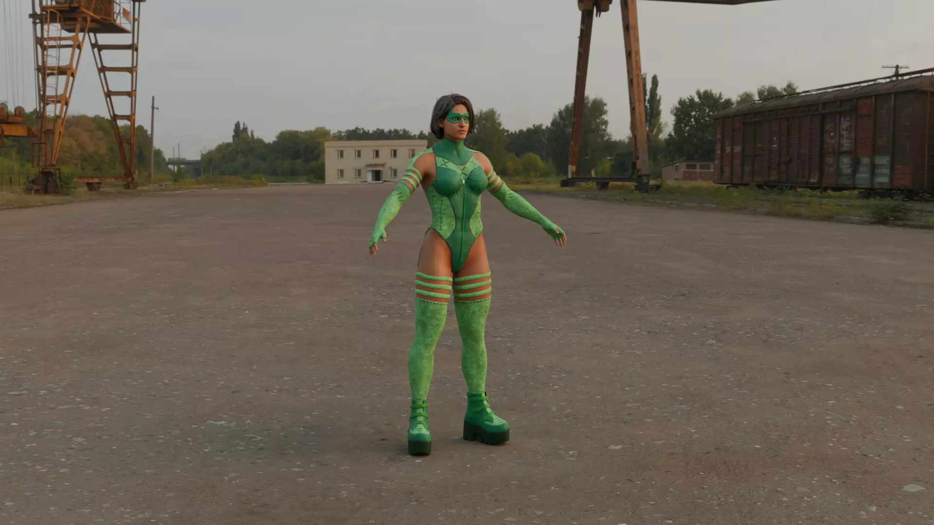 Emerald Vortex  Energy Superheroine 3D Character Low-poly 3D model_9