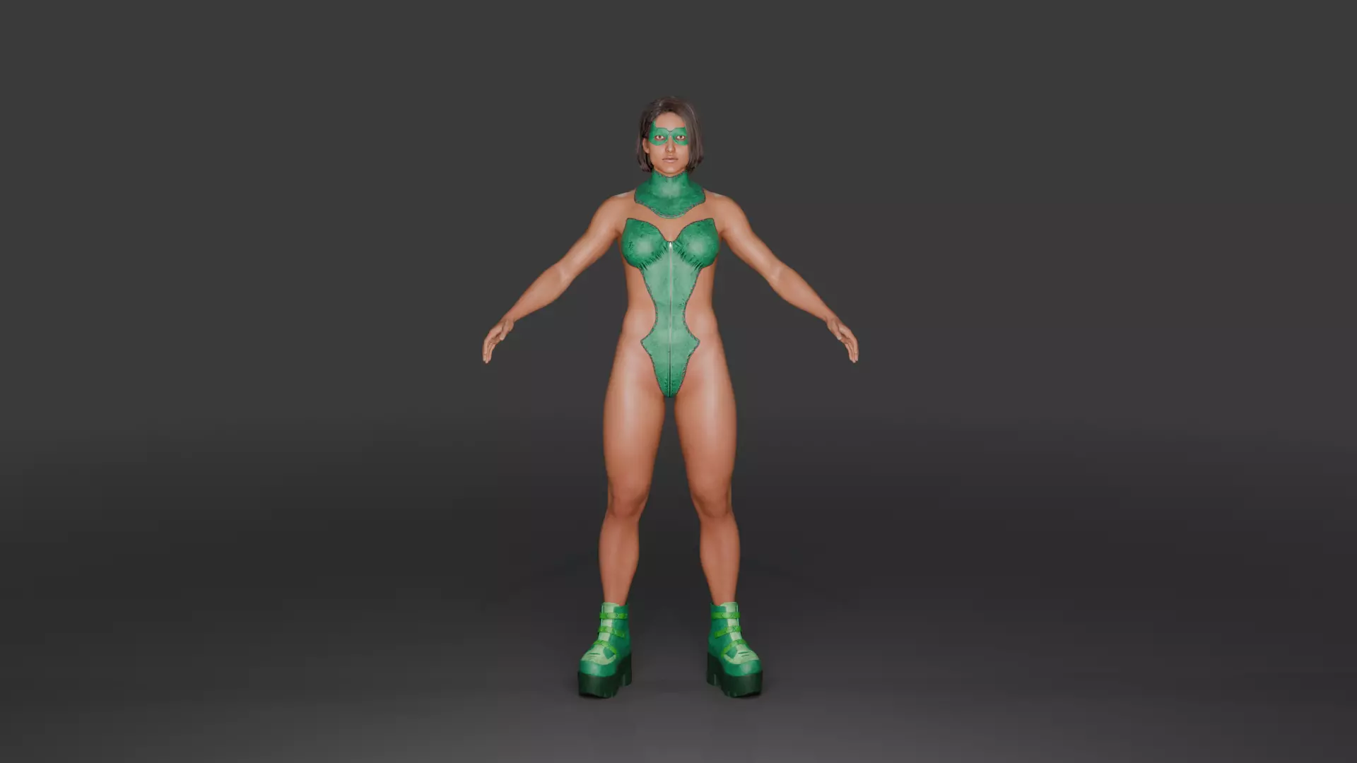 Emerald Vortex  Energy Superheroine 3D Character Low-poly 3D model_6