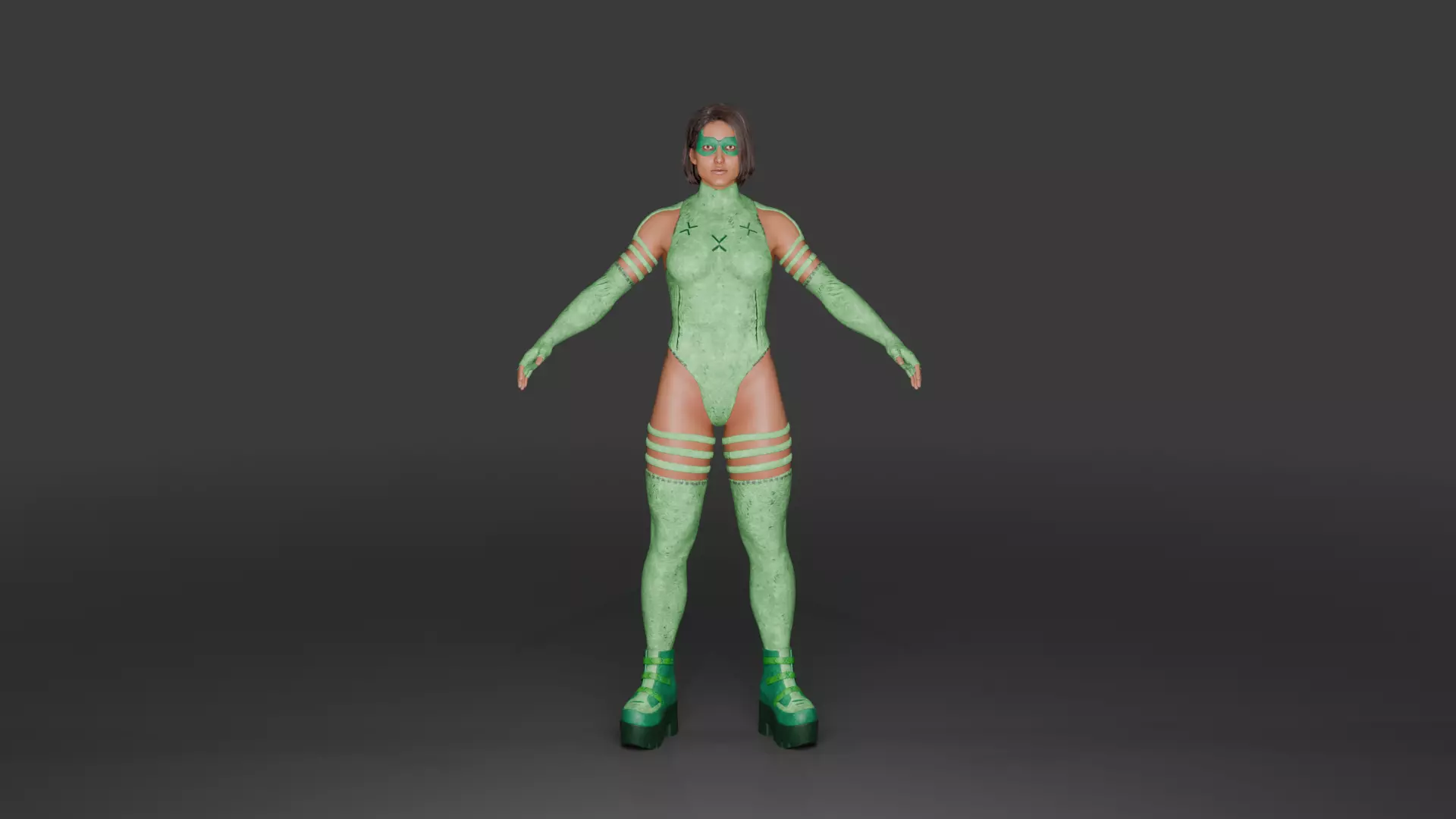 Emerald Vortex  Energy Superheroine 3D Character Low-poly 3D model_5