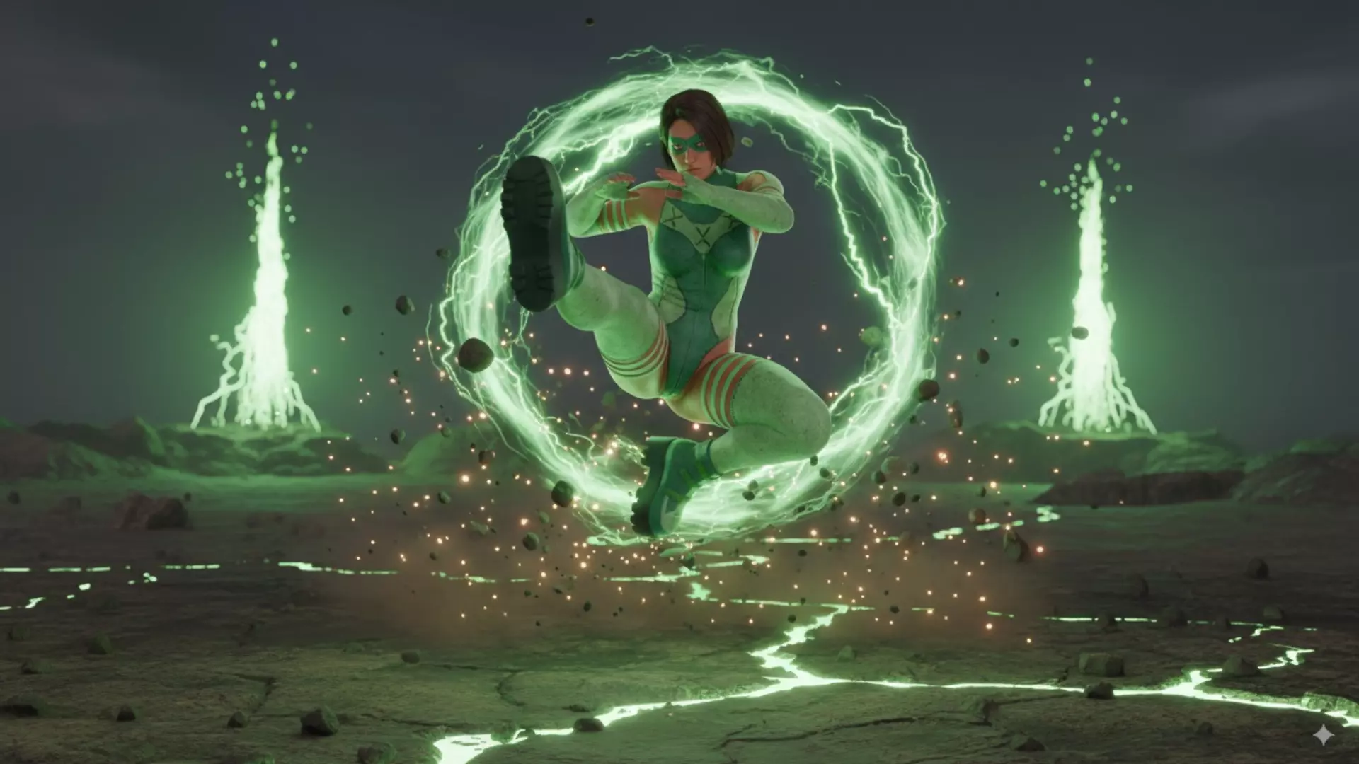 Emerald Vortex  Energy Superheroine 3D Character Low-poly 3D model_10