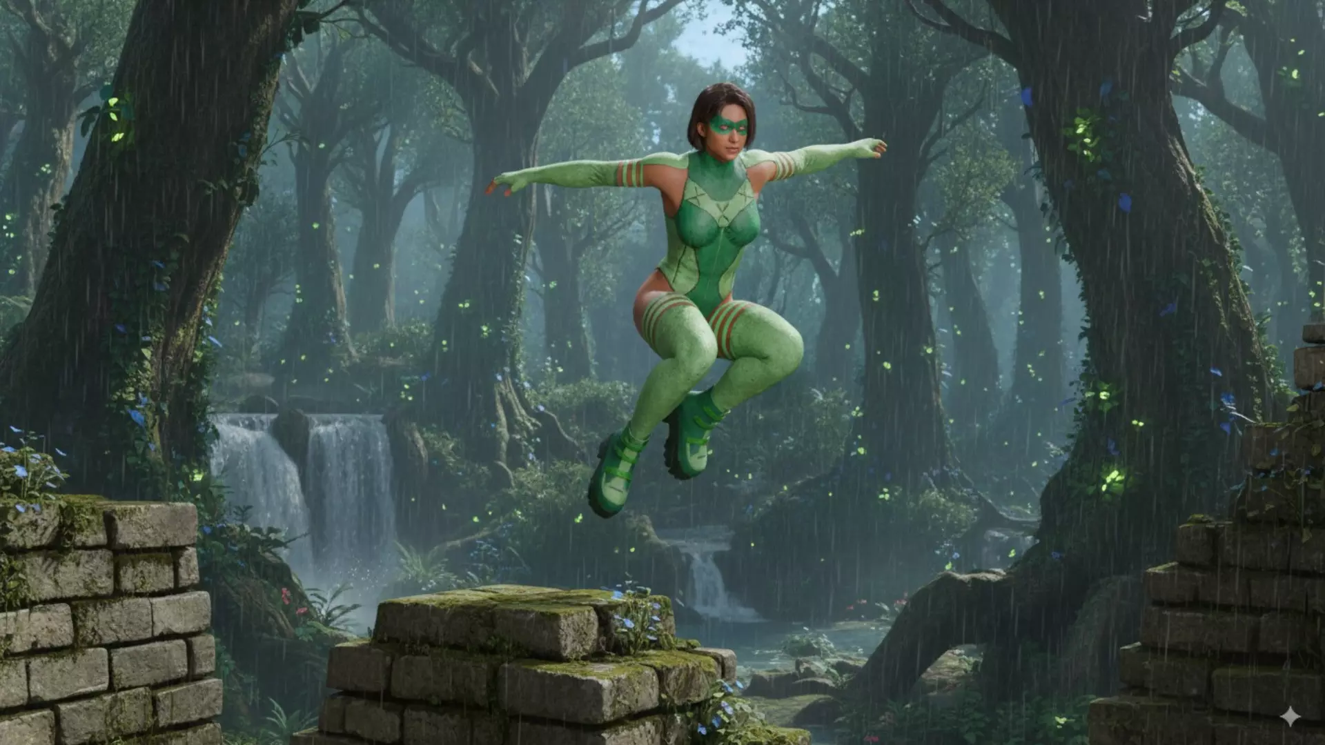 Emerald Vortex  Energy Superheroine 3D Character Low-poly 3D model_12