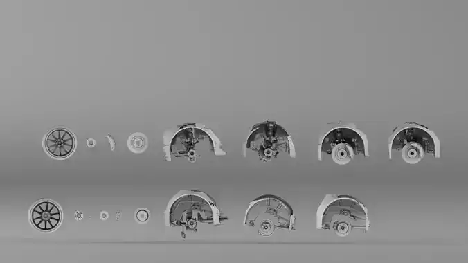 001654 3D Scan of Jaguar XKR II Suspension and Wheel Assembly 3D model