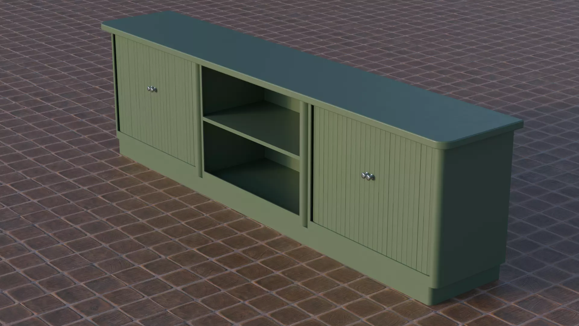 Wide Mid Century Modern Cabinet 3D model