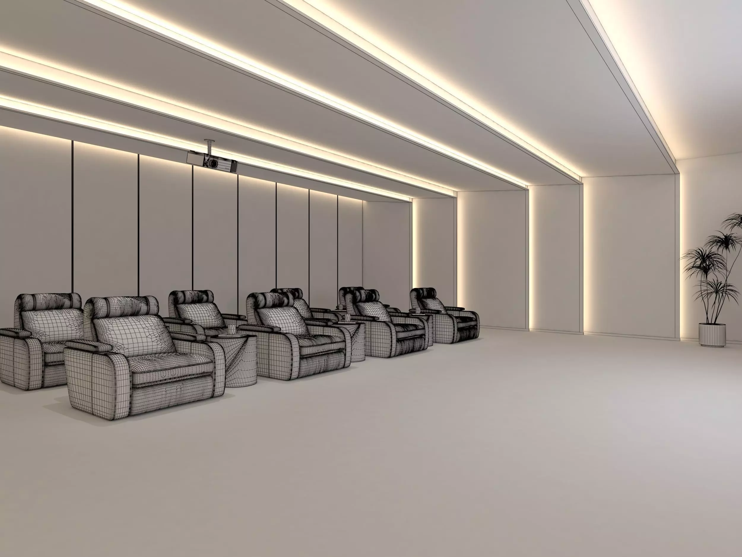 Movie Theater Interior Low-poly 3D model_8