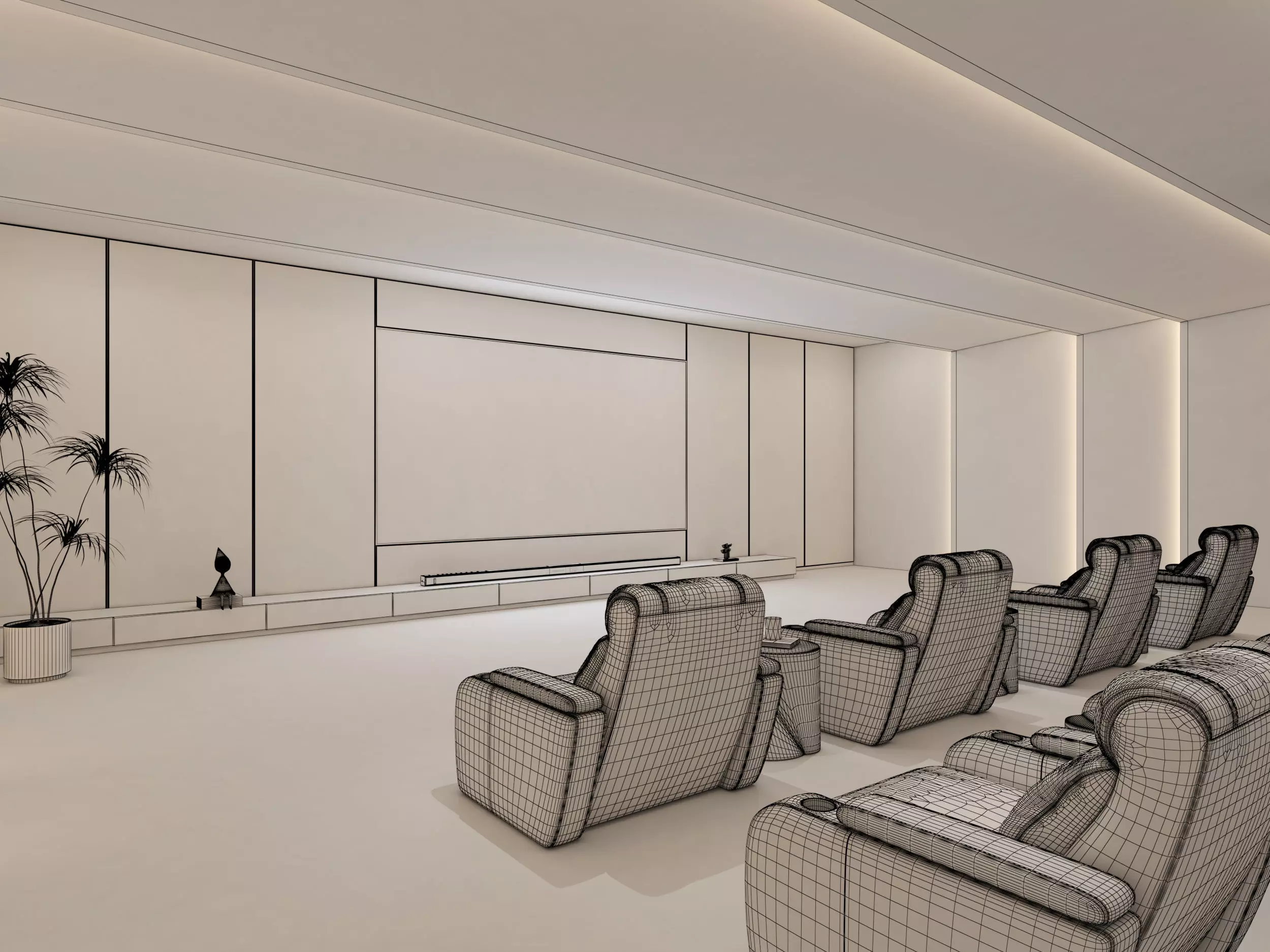 Movie Theater Interior Low-poly 3D model_10