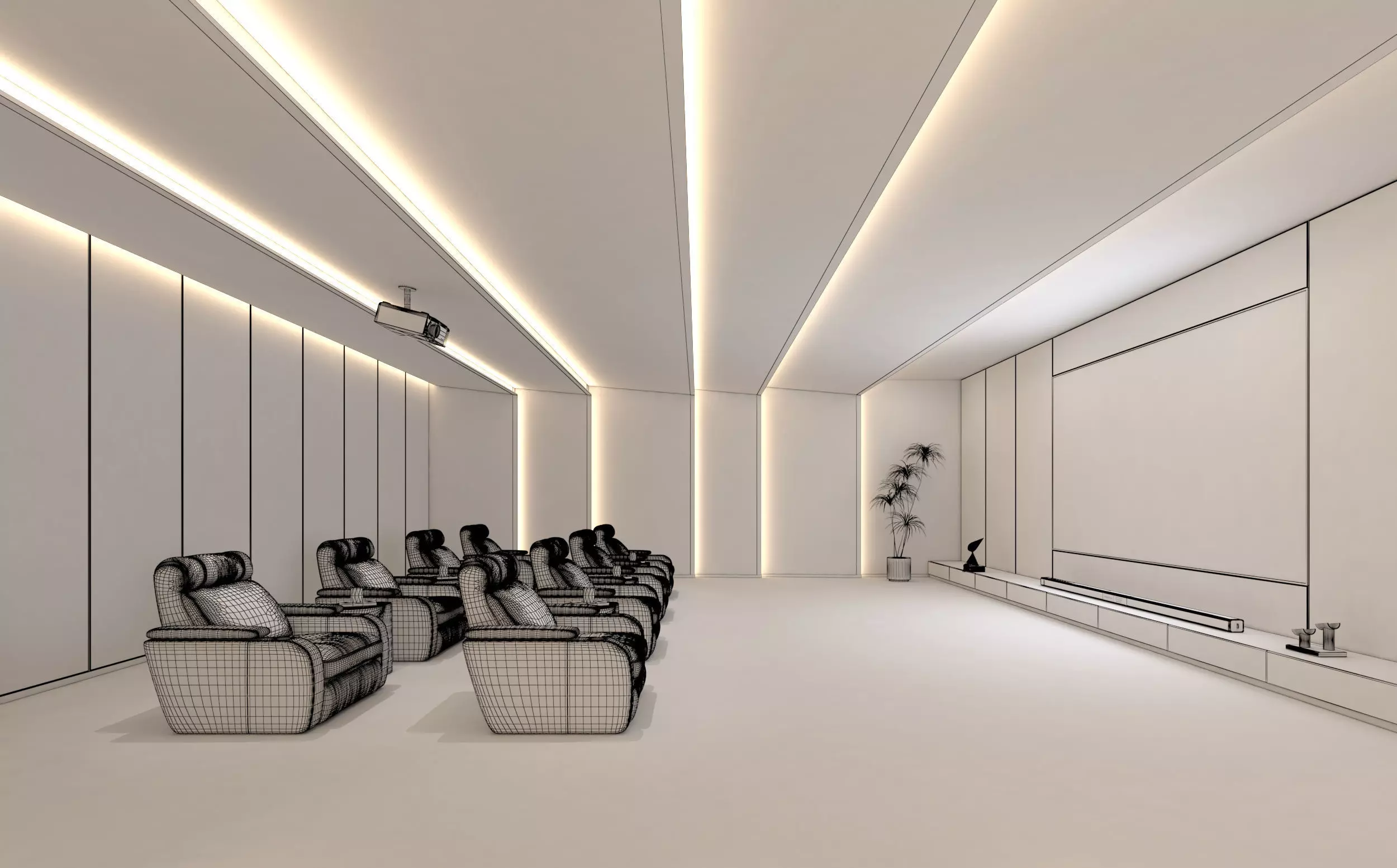 Movie Theater Interior Low-poly 3D model_9