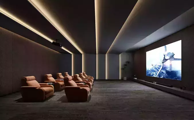 Movie Theater Interior Low-poly 3D model