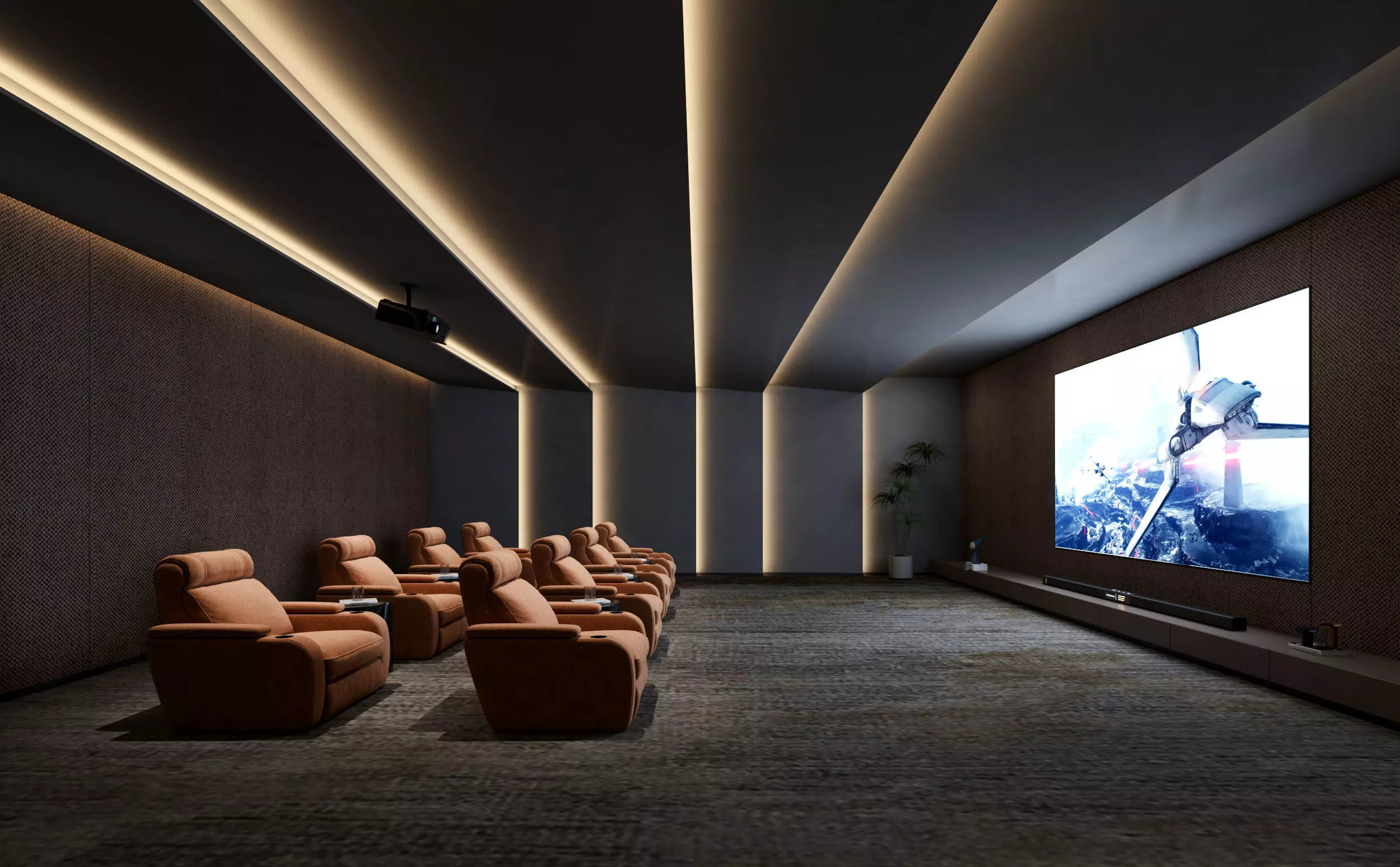 Movie Theater Interior Low-poly 3D model_0