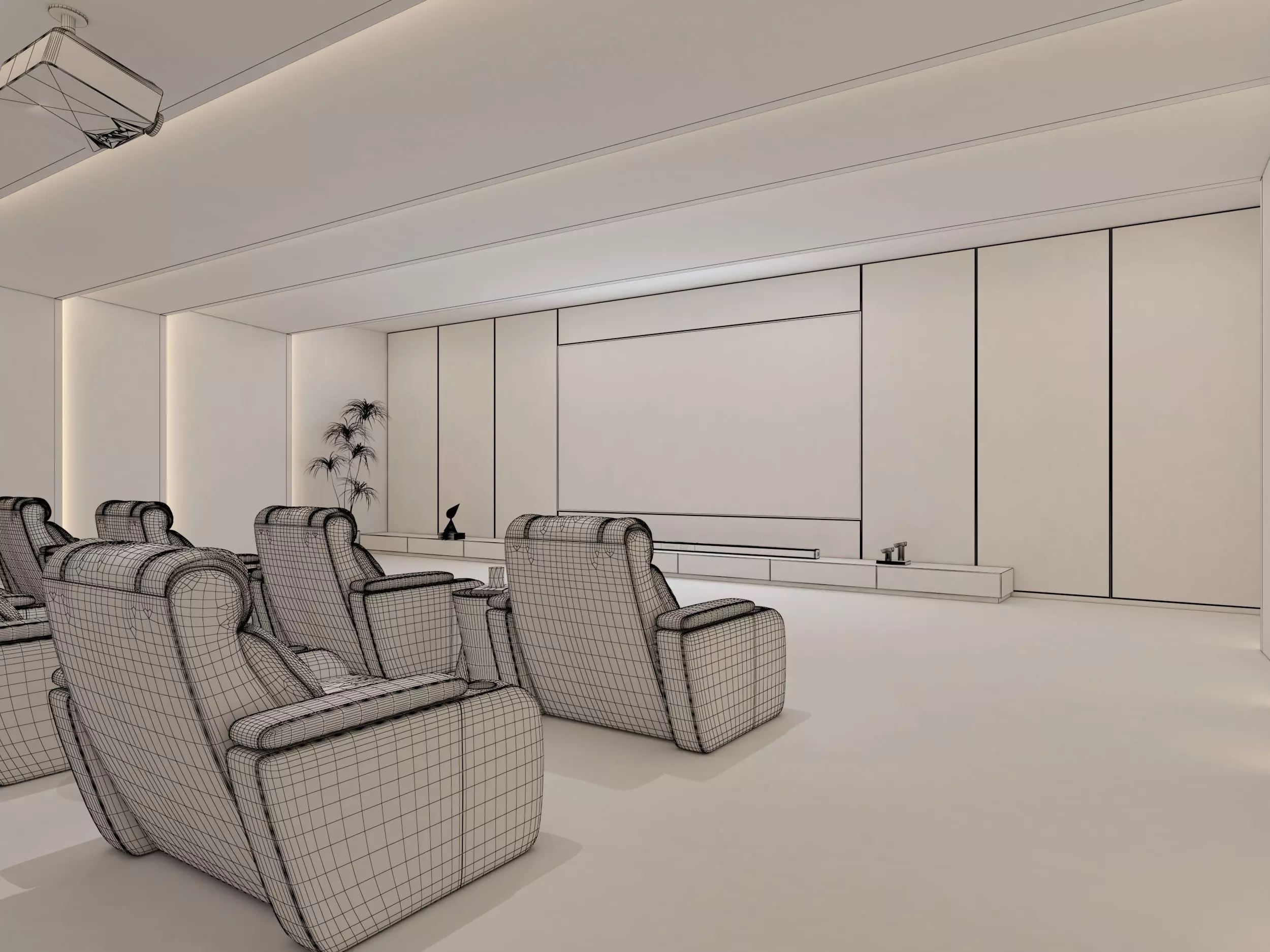 Movie Theater Interior Low-poly 3D model_5