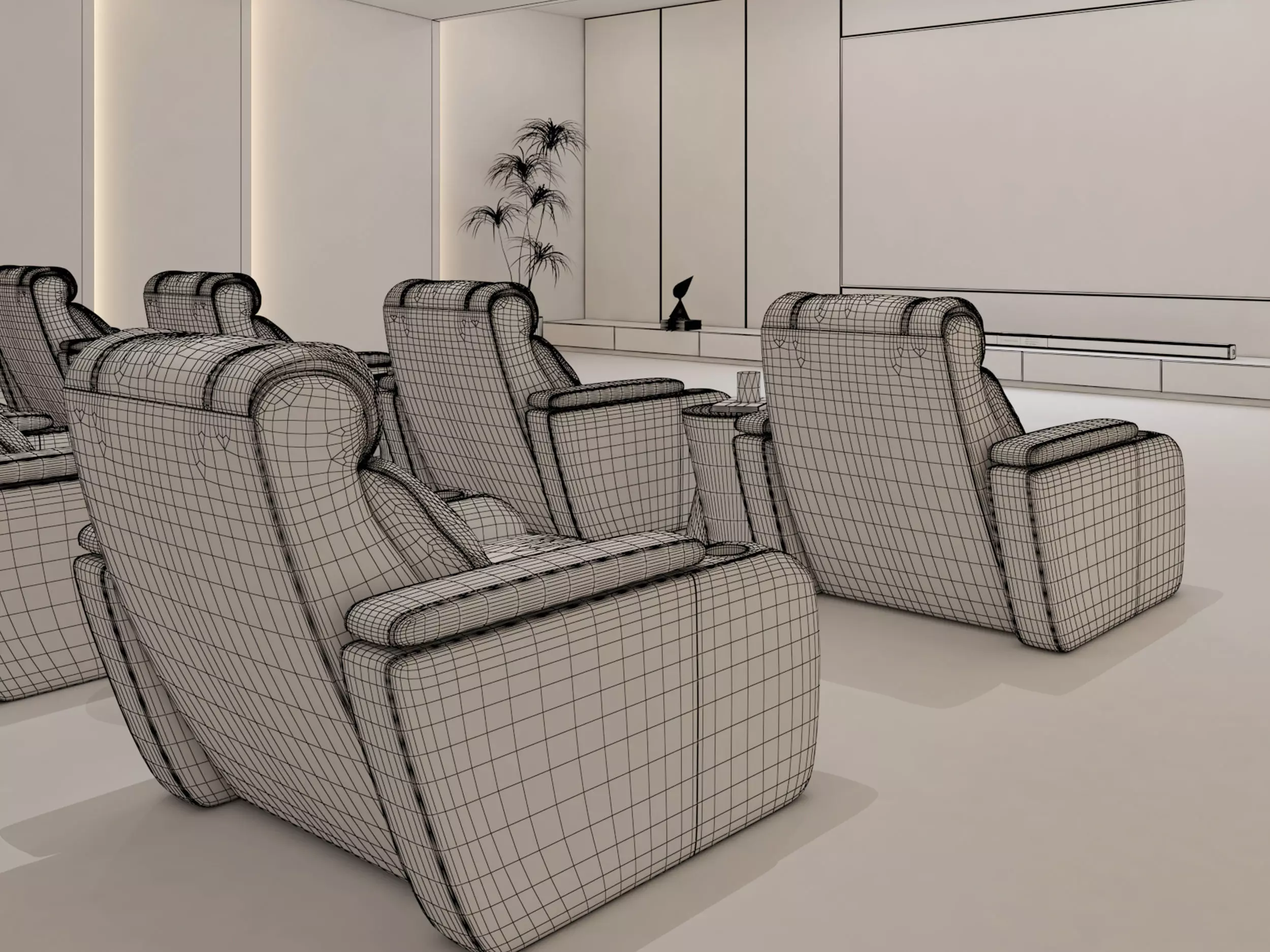 Movie Theater Interior Low-poly 3D model_7