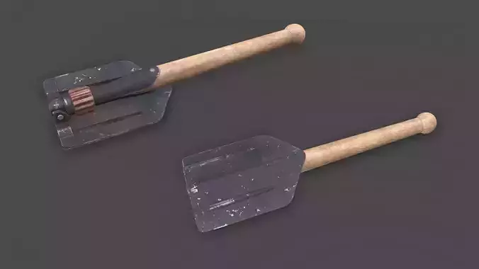 WW2 German Military Folding Shovel Low-poly PBR