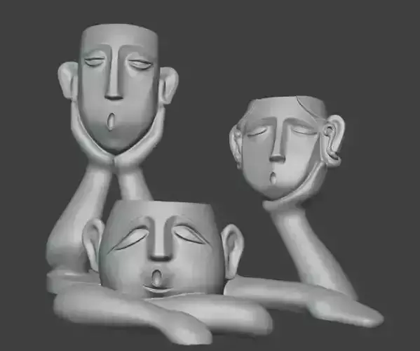 Abstract Face Planter or Holder Set