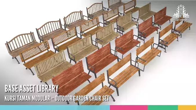 Kursi Taman Modular Outdoor Garden Chair Set 3D model