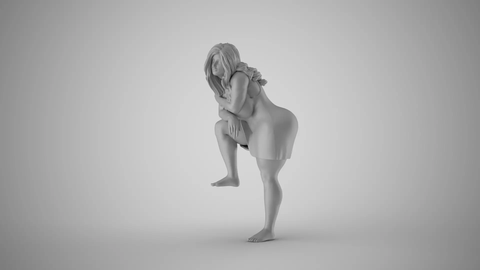 Crouching Woman Figure 3D print model_1