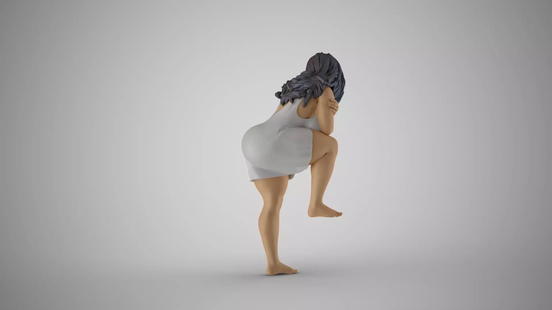 Crouching Woman Figure 3D print model_6