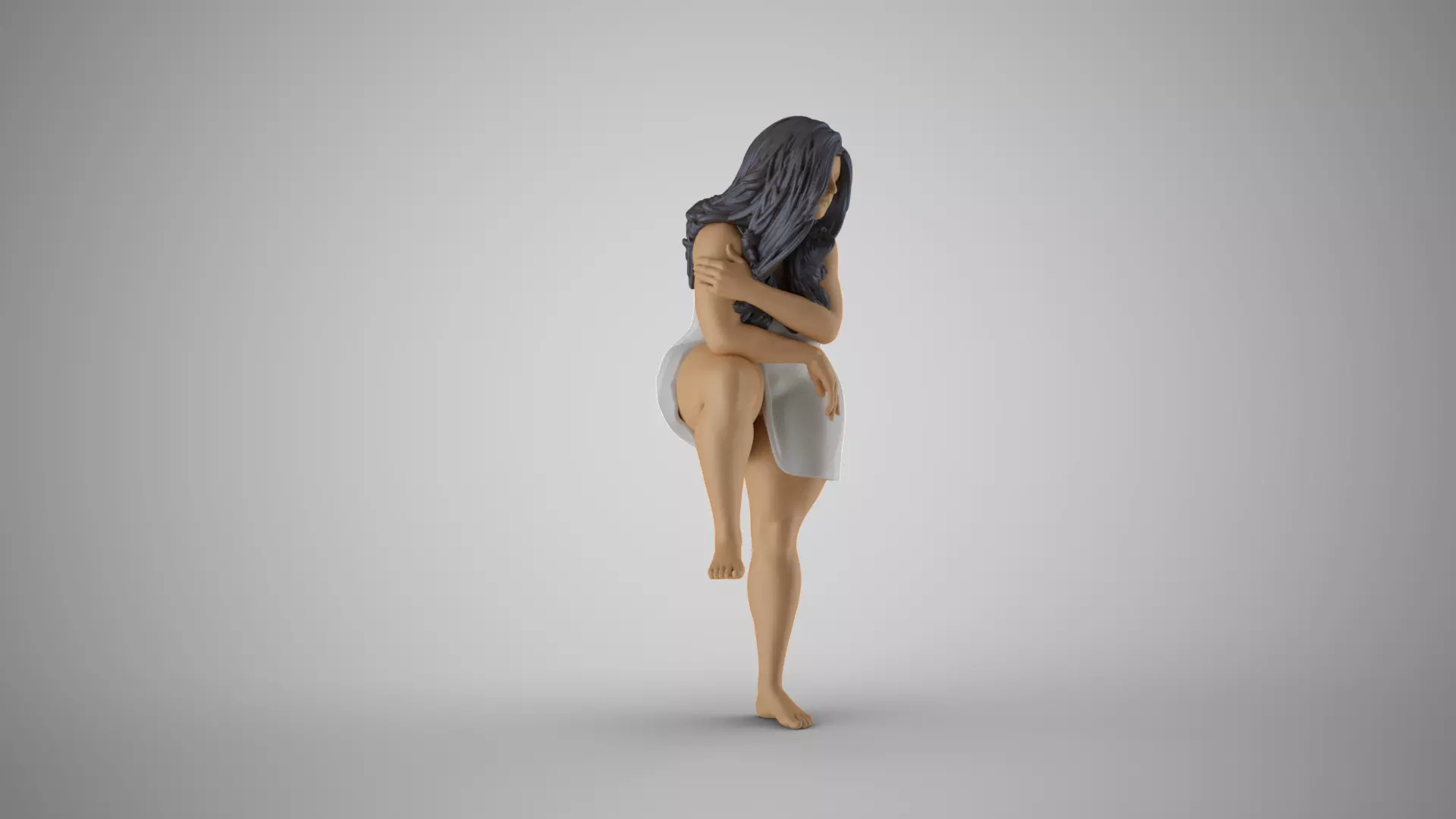 Crouching Woman Figure 3D print model_4