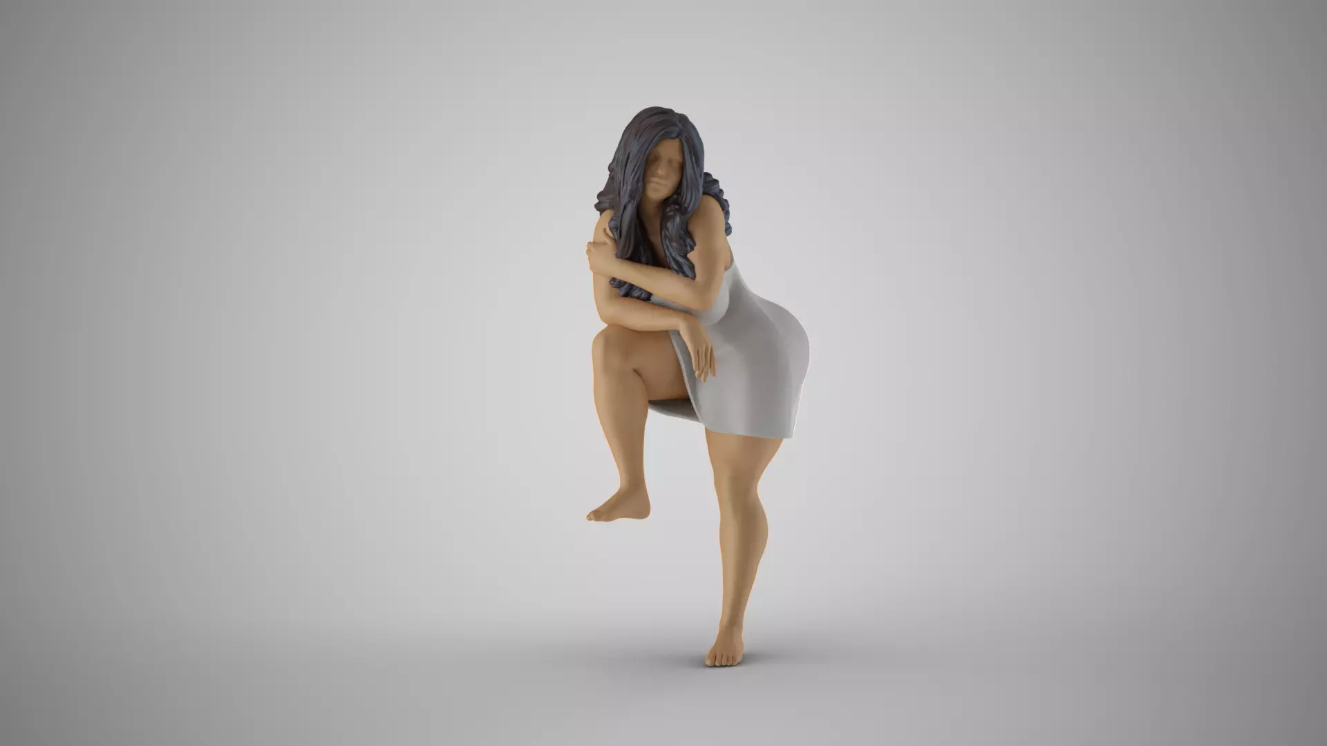 Crouching Woman Figure 3D print model_0