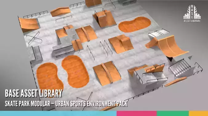 Skate Park Modular Urban Sports Environment Pack 3D model