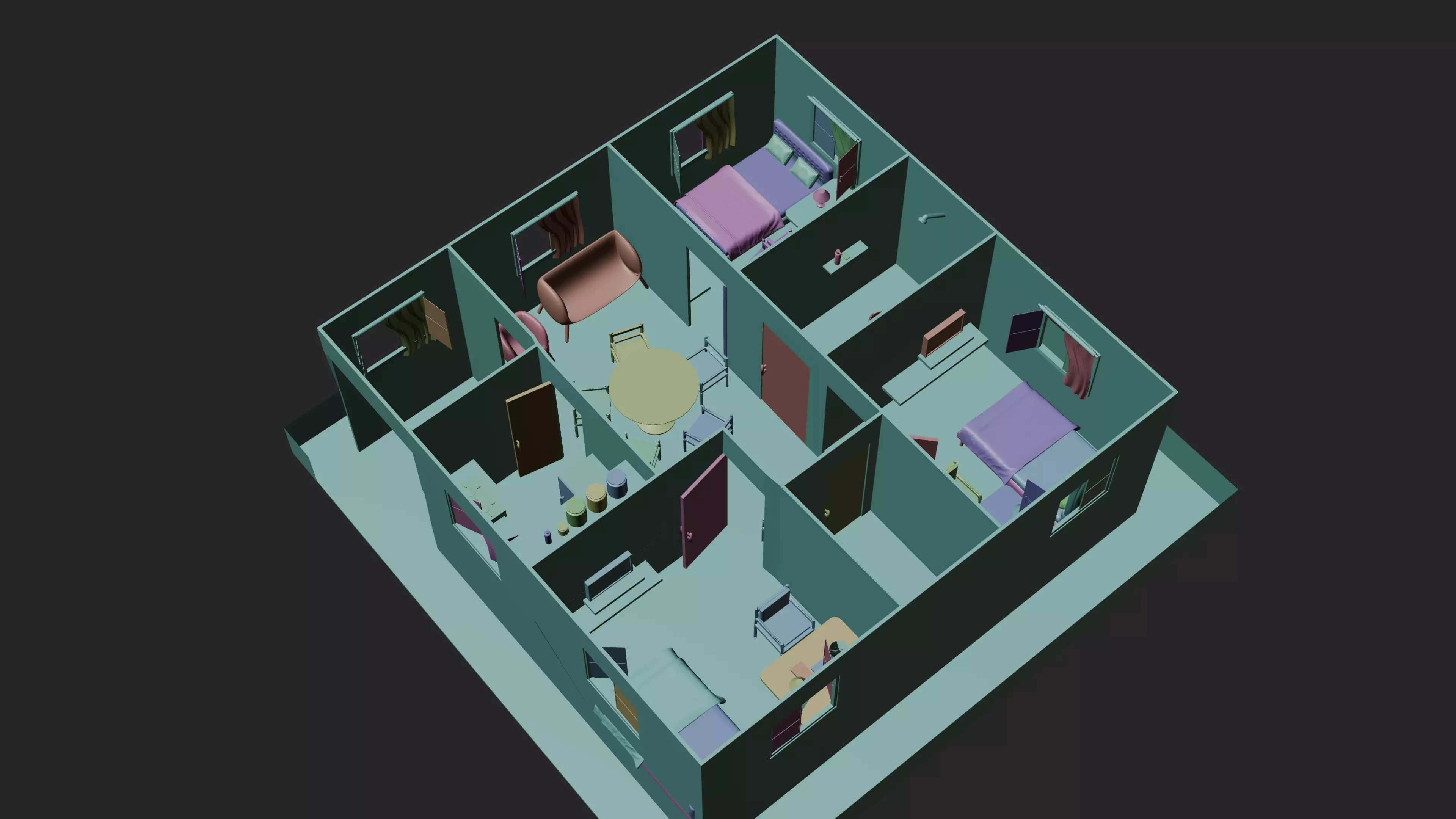 Modern Home Pack And Low Poly House Collection Low-poly 3D model_1