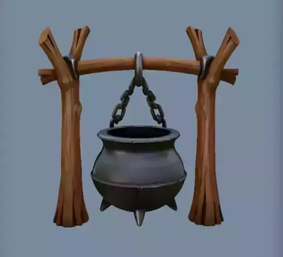 Cauldron on wooden stand