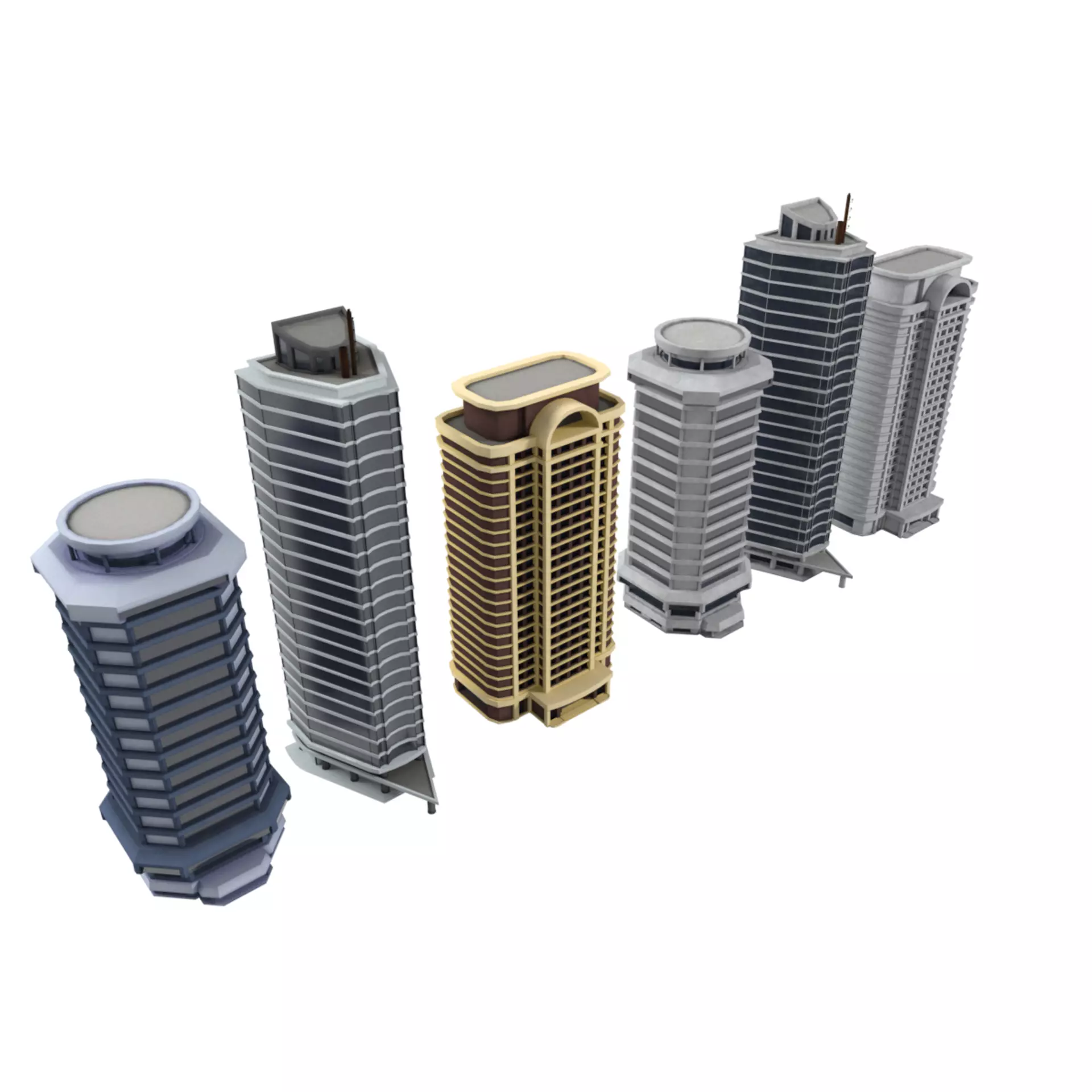 City Buildings Modular Urban Architecture Pack 3D model_3